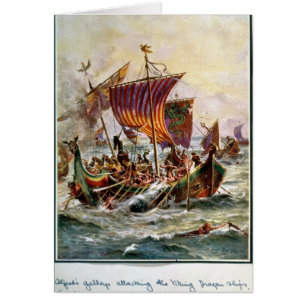 Cartão As galeras de Alfred que atacam o dragão de Viking