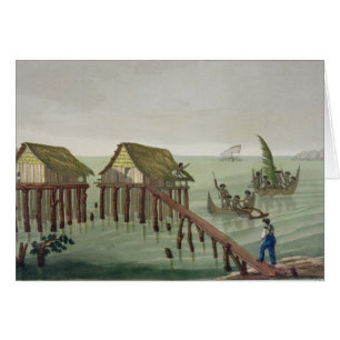 Cartão As habitações do tribo de Papu, Rawak, chapeiam 22