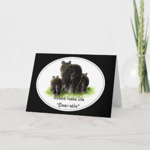 Cartão As irmãs fazem o urso "suportável" do aniversár