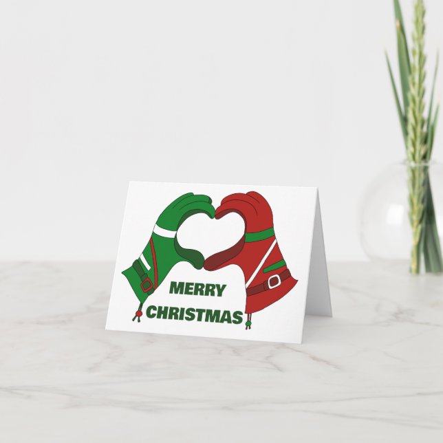 Cartão As Luvas De Esqui Mãos Forma Cardíaca Personalizad (Frente)