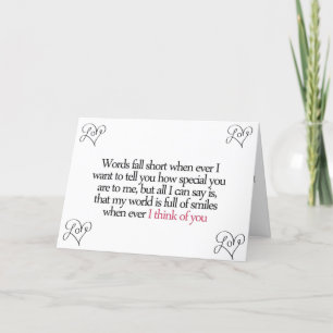 CARTÃO *AS PALAVRAS SÃO CURTAS PARA DESCREVER O MEU AMOR*