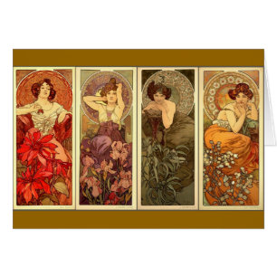 Cartão As pedras preciosas Alfons Mucha
