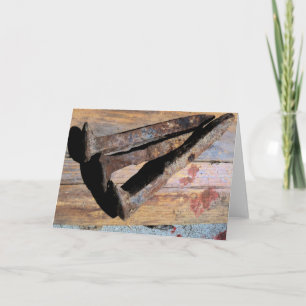 Cartão As Unhas da placa de saudação do Cristo crucificad