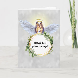 Cartão Asas de anjo de cão-prateleira halo wreath Heaven