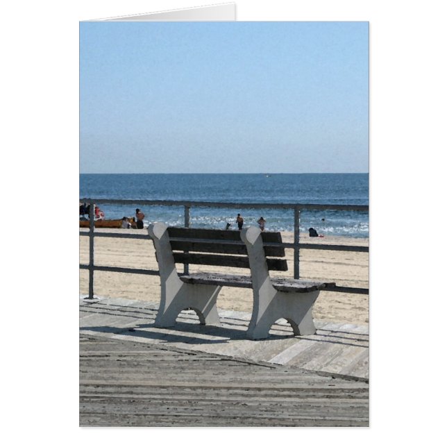 Cartão Asbury Park NJ Boardwalk - Lone Bench (Frente)