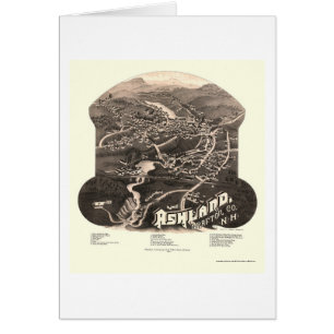 Cartão Ashland, mapa panorâmico do NH - 1886