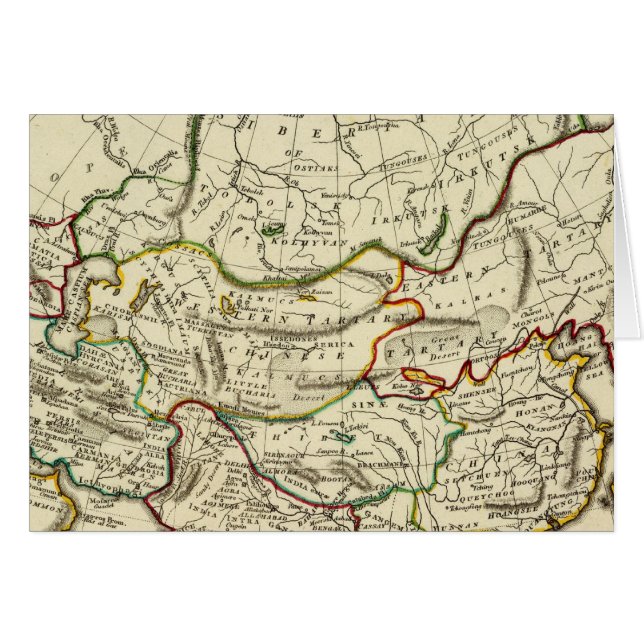 Cartão Ásia com limites delineados (Frente Horizontal)