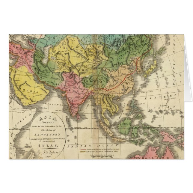 Cartão Ásia e Império de Genghis Kahn (Frente Horizontal)