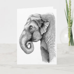 Cartão Asian elephant study Birthday Card