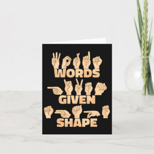 Cartão Asl American Sign Language Words Em Forma Dada