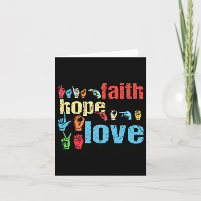 Cartão Asl Faith Hope Ama A Língua de Sinais Americana Ch (Frente)