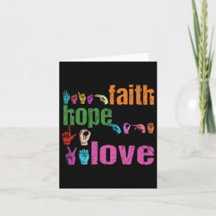 Cartão Asl Faith Hope Ama A Língua de Sinais Americana Ch