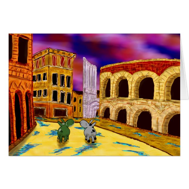 Cartão asnos em Verona, Italia (Frente Horizontal)