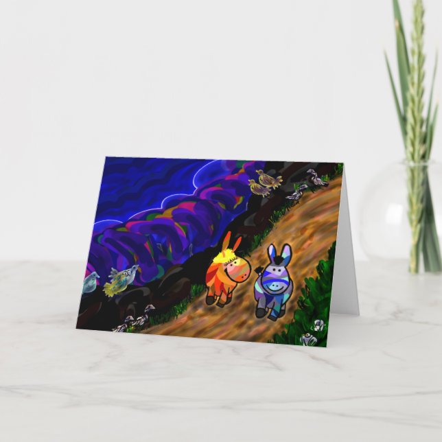 Cartão asnos que andam pelo mar (Frente)