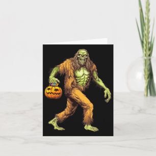 Cartão Asquatch Bigfoot Zombie Carregando Halloween