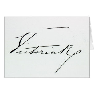 Cartão Assinatura da rainha Victoria (caneta e tinta no