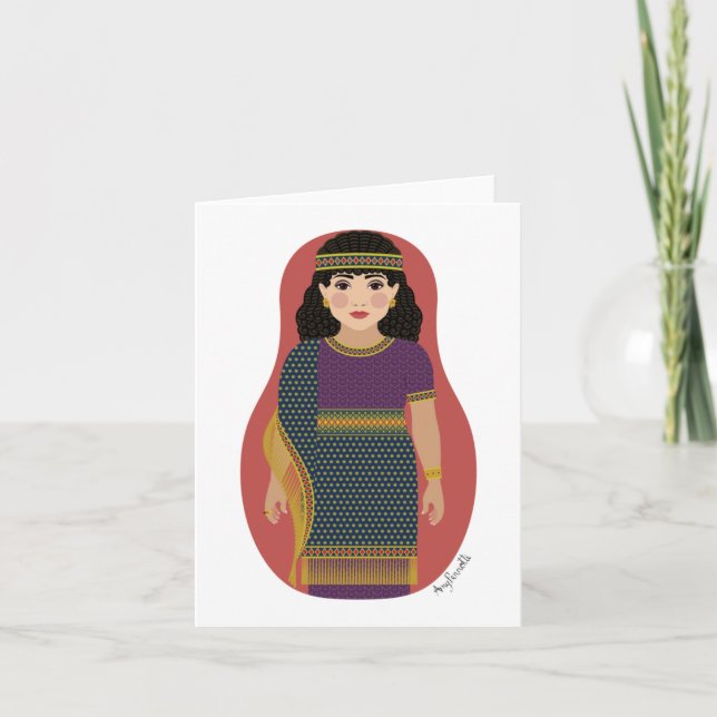 Cartão Assírio Matryoshka antigo (Frente)