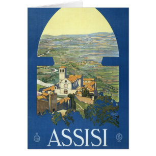 Cartão Assisi Itália Arte de Viagem Antiga Basílica Franc
