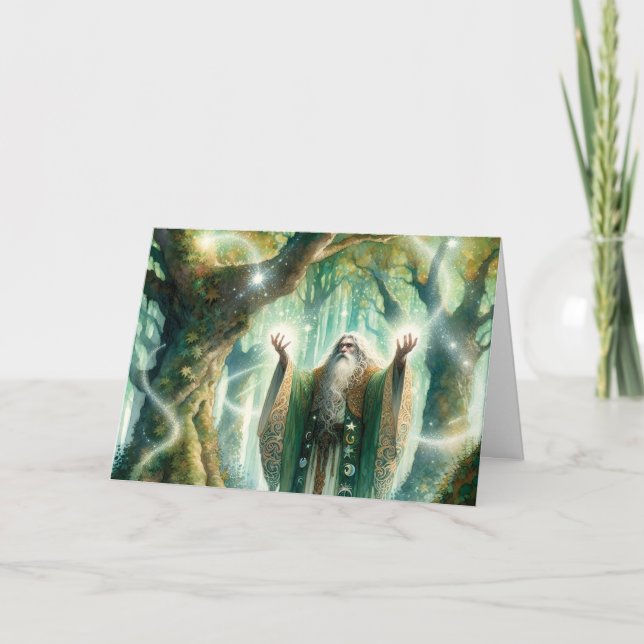 Cartão Assistente Casts Protection Spell "Feliz Aniversár (Frente)