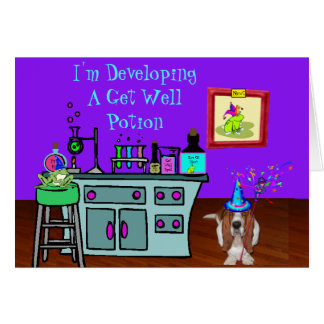 Cartão Assistente e Sapo Basset no Engraçado Obter Bem Ca