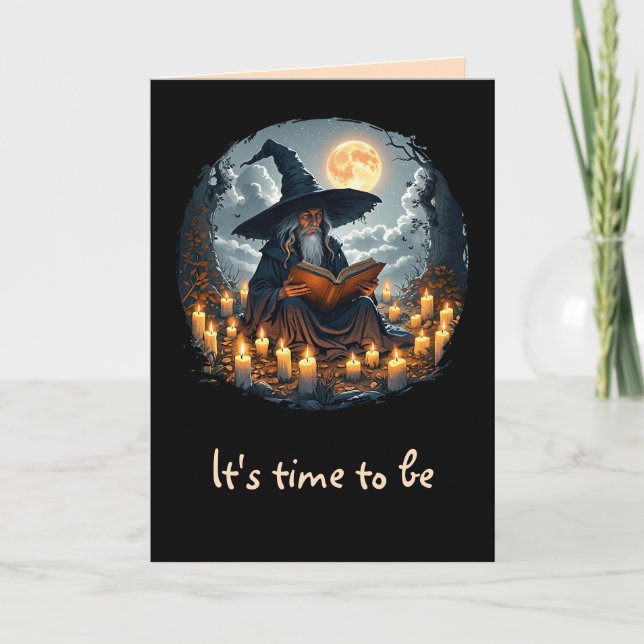 Cartão Assistente lendo um Livro - Wicca Halloween 2 (Frente)