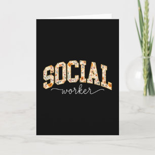Cartão Assistente Social Floral Outono Mês do Trabalho So
