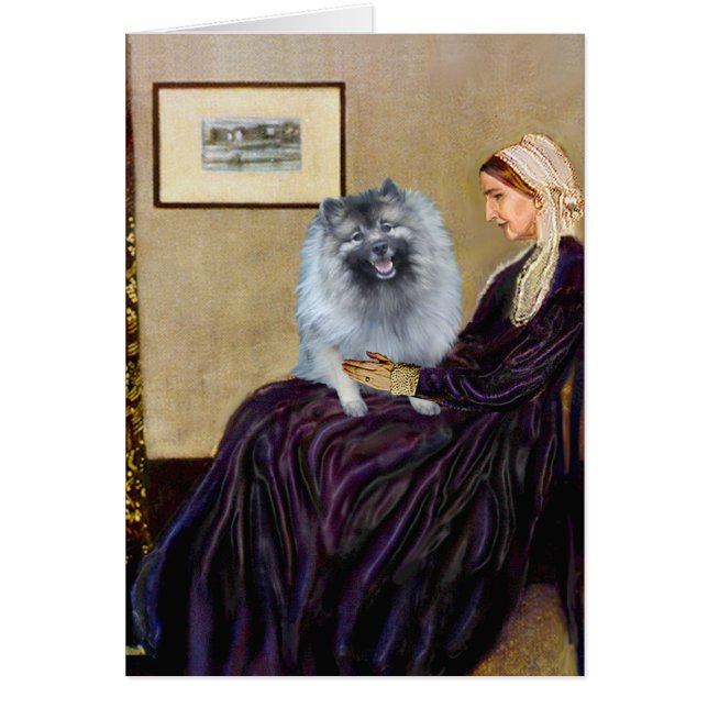 Cartão Assobiadores Mãe - Keeshond (F) (Frente)