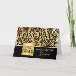 Cartão Associar Faux Gold Foil do Formando de Grau com No