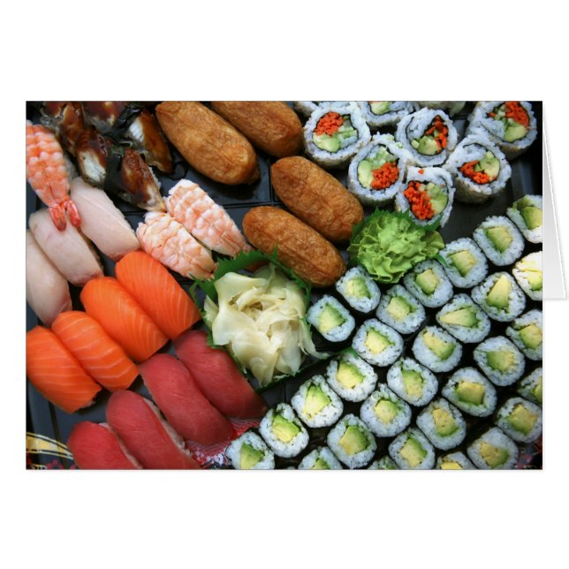 Cartão Assórdio dos favoritos sushi japoneses (Frente Horizontal)