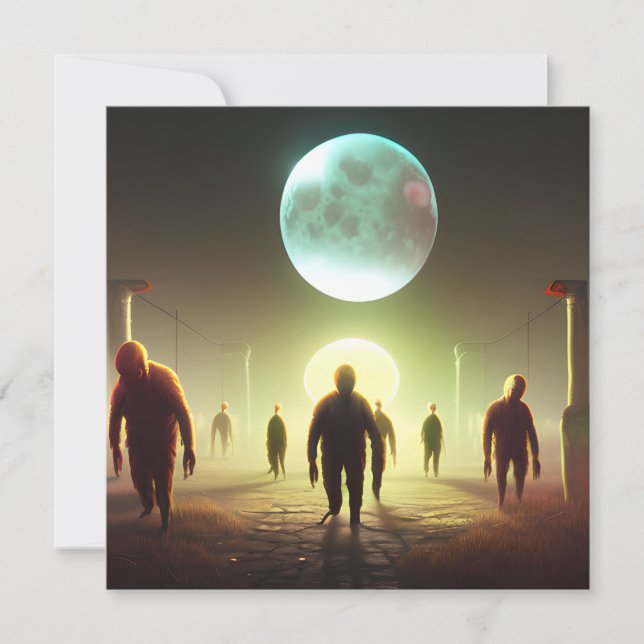 Cartão Assustador Andando Zombie Halloween (Frente)