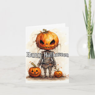 Cartão Assustador da Abóbora do Halloween