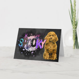 Cartão Assustador de Halloween de Poodle Assombrad