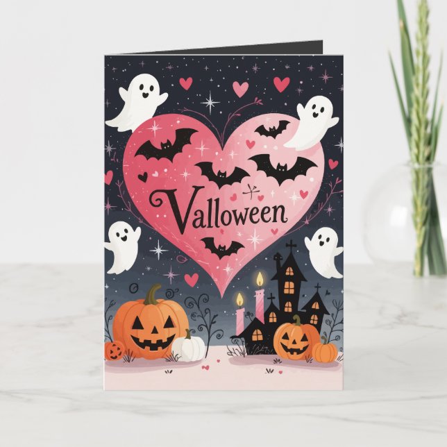Cartão Assustador e Sentimental Valloween Iluminado pelas (Frente)