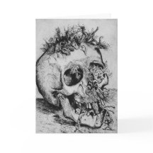 Cartão assustador feliz do crânio do Dia das