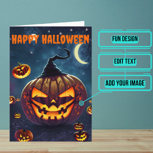 Cartão Assustador Jack-o'-lanterno Halloween
