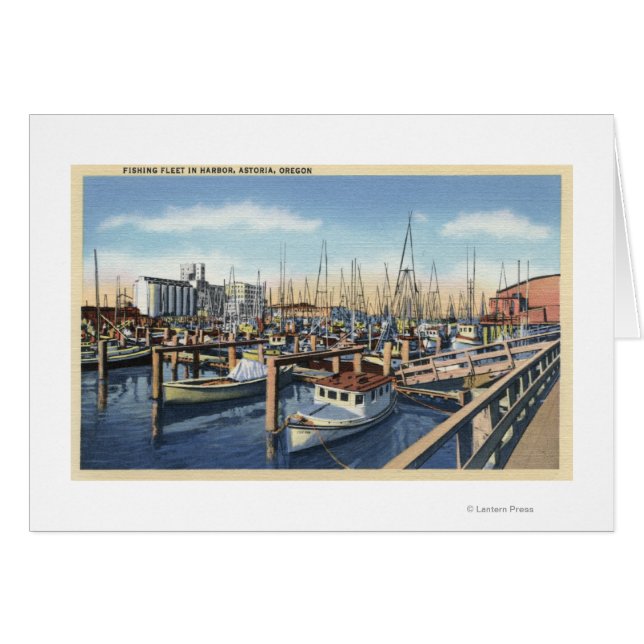 Cartão Astoria, Oregon - Frota de Pesca em Harbour (Frente Horizontal)