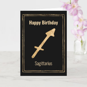 Cartão Astrologia de ouro sagitário, zodíaco Feliz Aniver