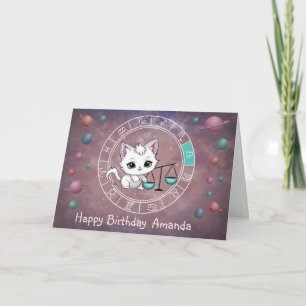 Cartão Astrologia do Planeta de Rodas de Gato Cute de Zod