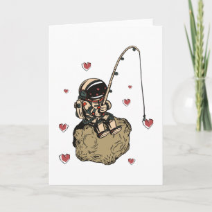 Cartão Astronauta Amor Coração de São Valentim