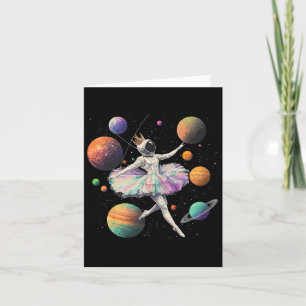 Cartão Astronauta Ballerina Dançando Em Planetas Espaciai