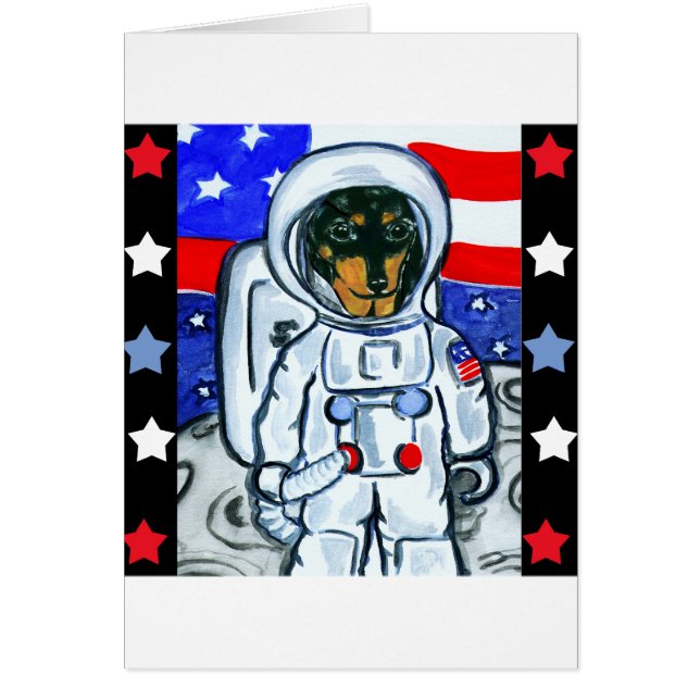 Cartão Astronauta dachshund (Frente)