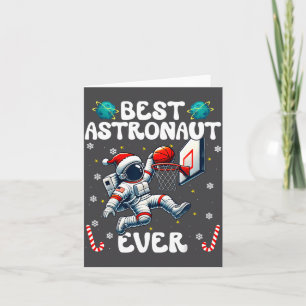 Cartão Astronauta de Natal Sempre Chapéu do Papai Noel Fl