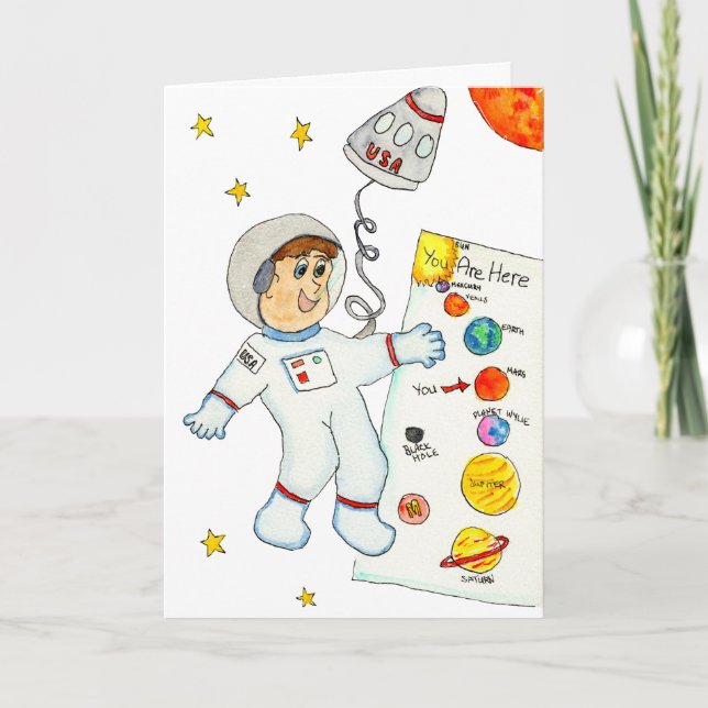 Cartão Astronauta - Dia de Mudança - Mudamos! (Frente)