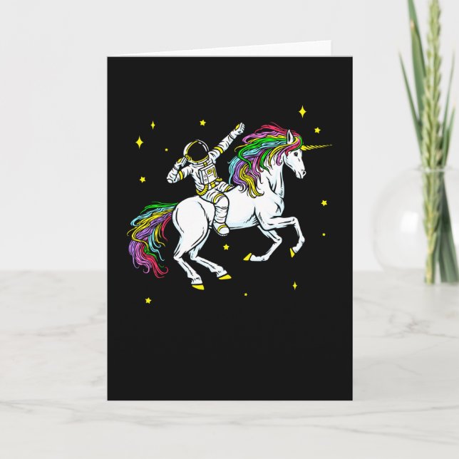 Cartão Astronauta Espacial Dabbing Unicorn Cosmos Gift (Frente)
