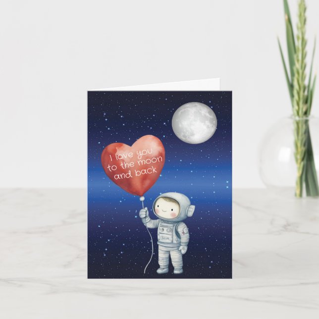 Cartão Astronauta Eu Te Amo Até a Lua (Frente)