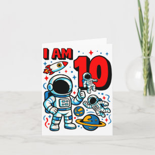 Cartão Astronauta Eu Tenho 10 Anos de Idade Aniversário M