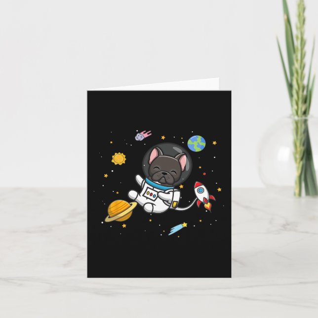 Cartão Astronauta Francês para Bulldog (Frente)