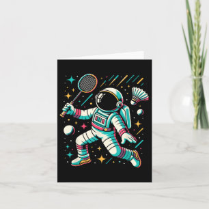 Cartão Astronauta Jogador de Badminton Shuttle Esporte