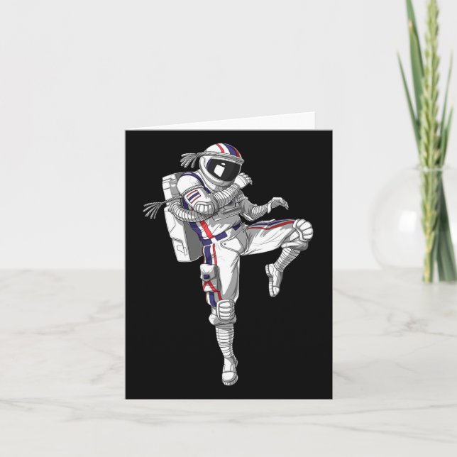 Cartão Astronauta Muay Tailandês Boxando Karate Kickboxin (Frente)