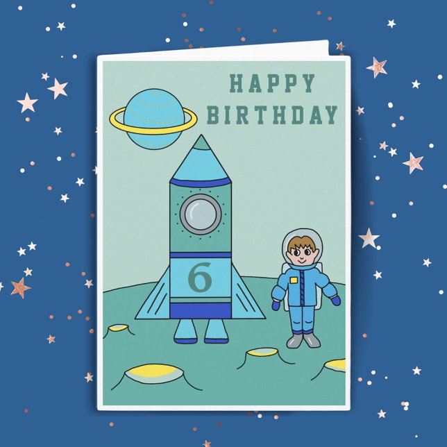 Cartão Astronauta no Espaço da Lua Feliz Aniversário (Criador carregado)